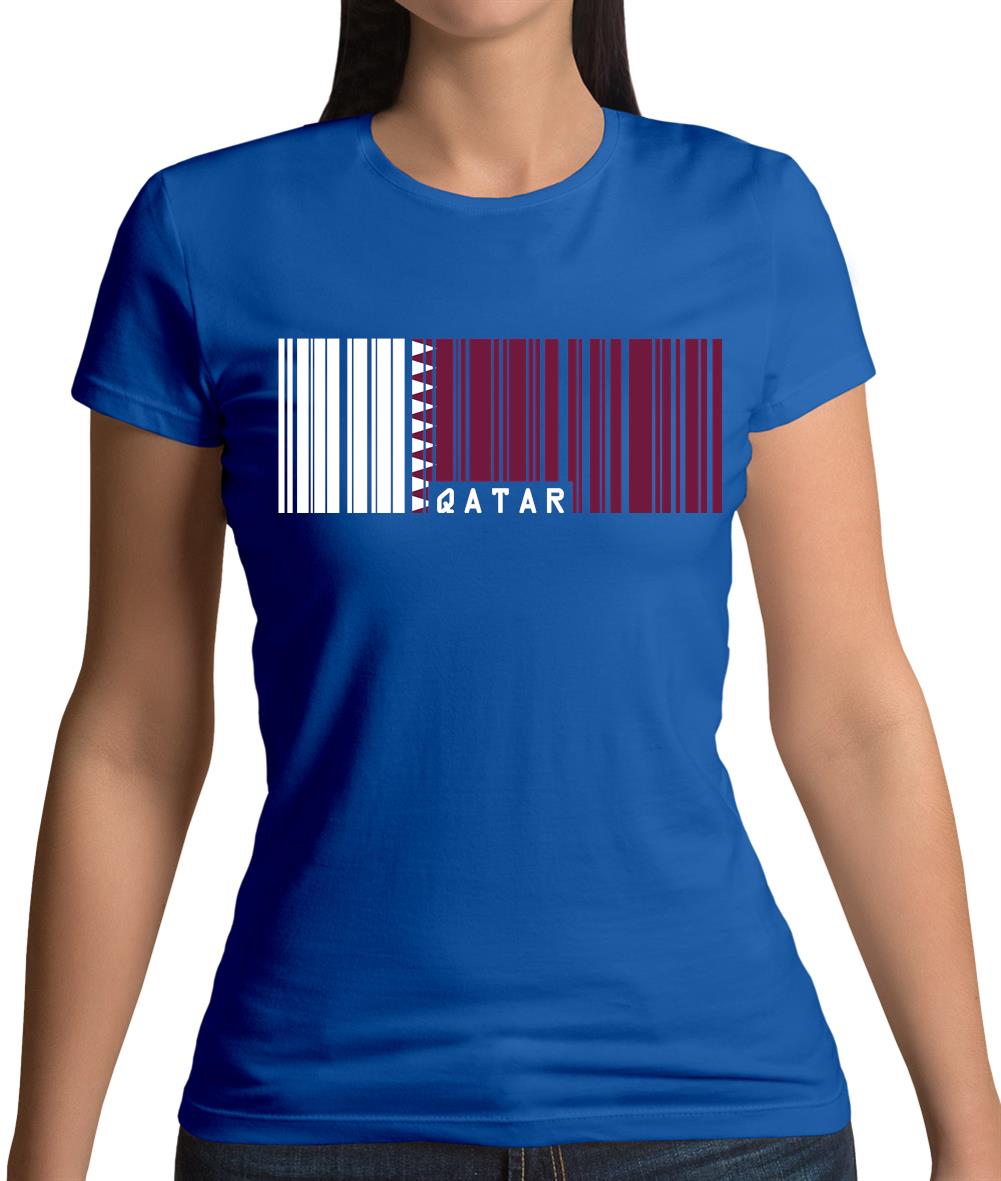 Qatar Barcode Style Flag Womens T-Shirt