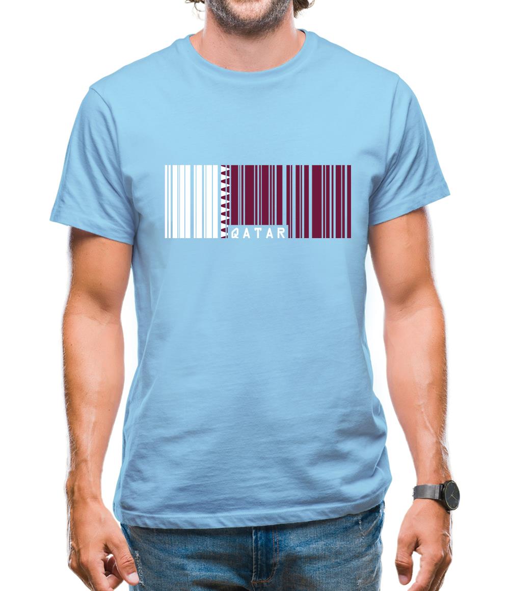 Qatar Barcode Style Flag Mens T-Shirt