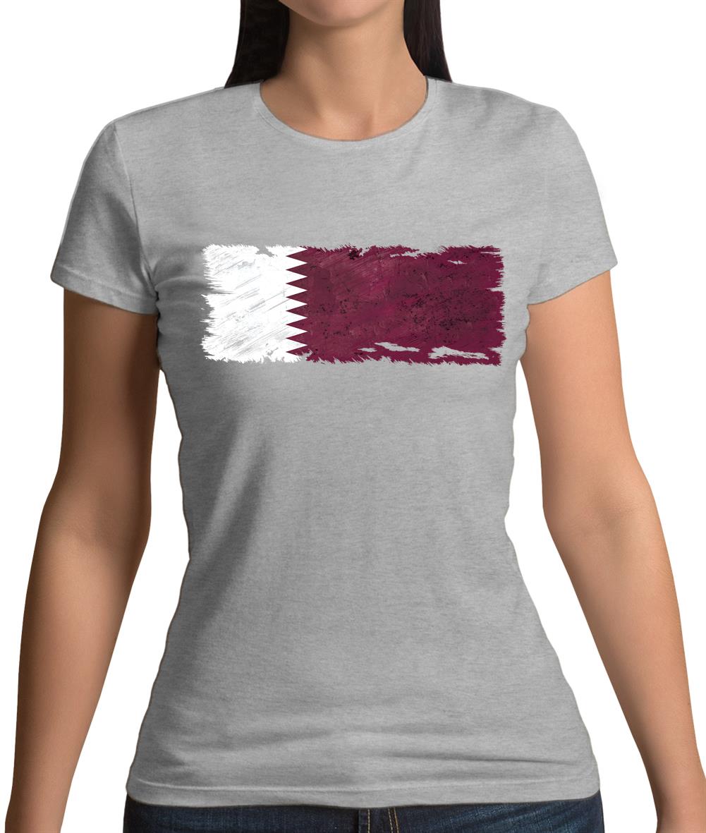 Qatar Grunge Style Flag Womens T-Shirt