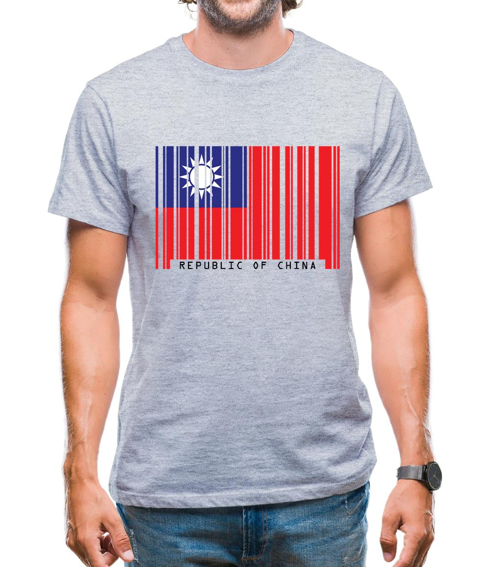 Republic Of China Barcode Style Flag Mens T-Shirt