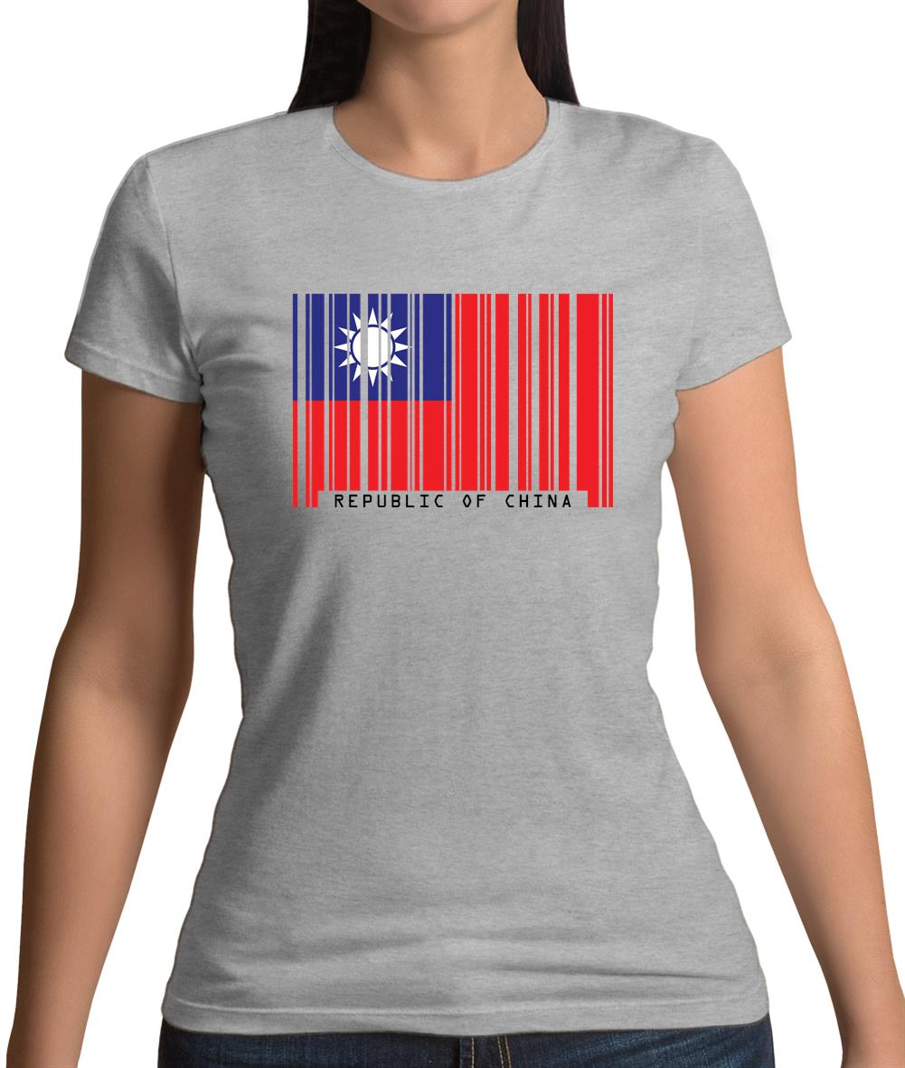 Republic Of China Barcode Style Flag Womens T-Shirt