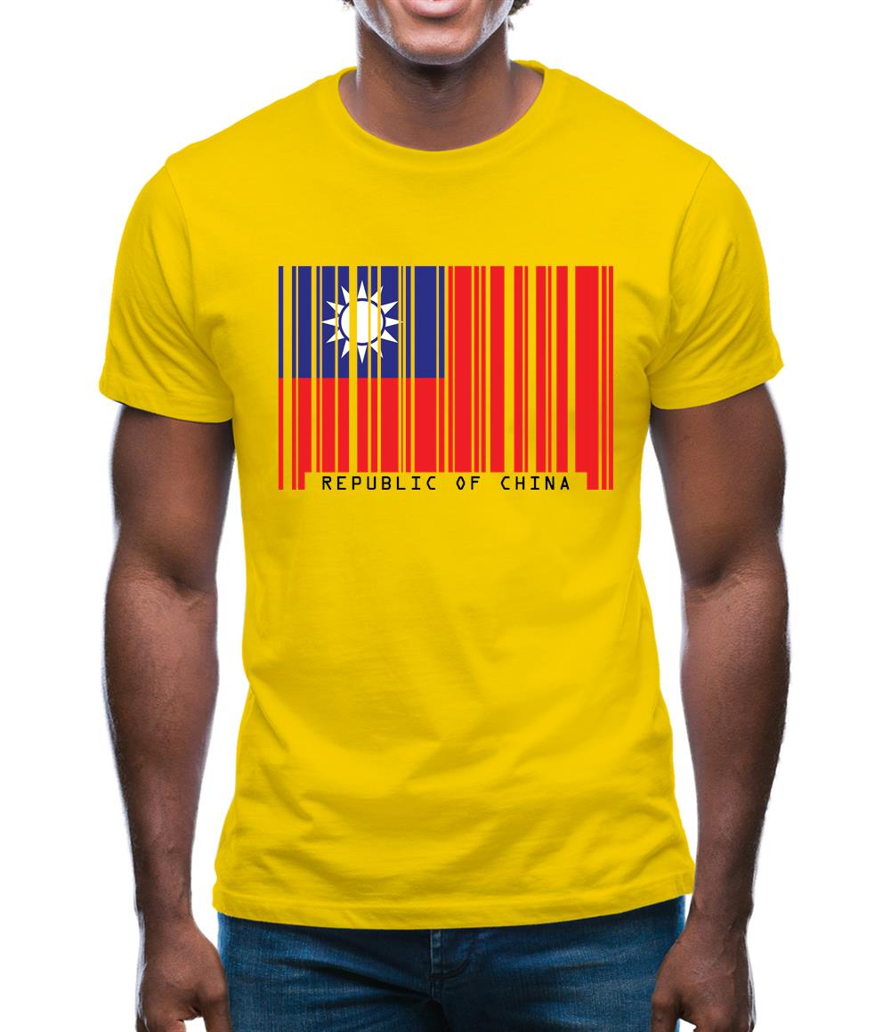 Republic Of China Barcode Style Flag Mens T-Shirt