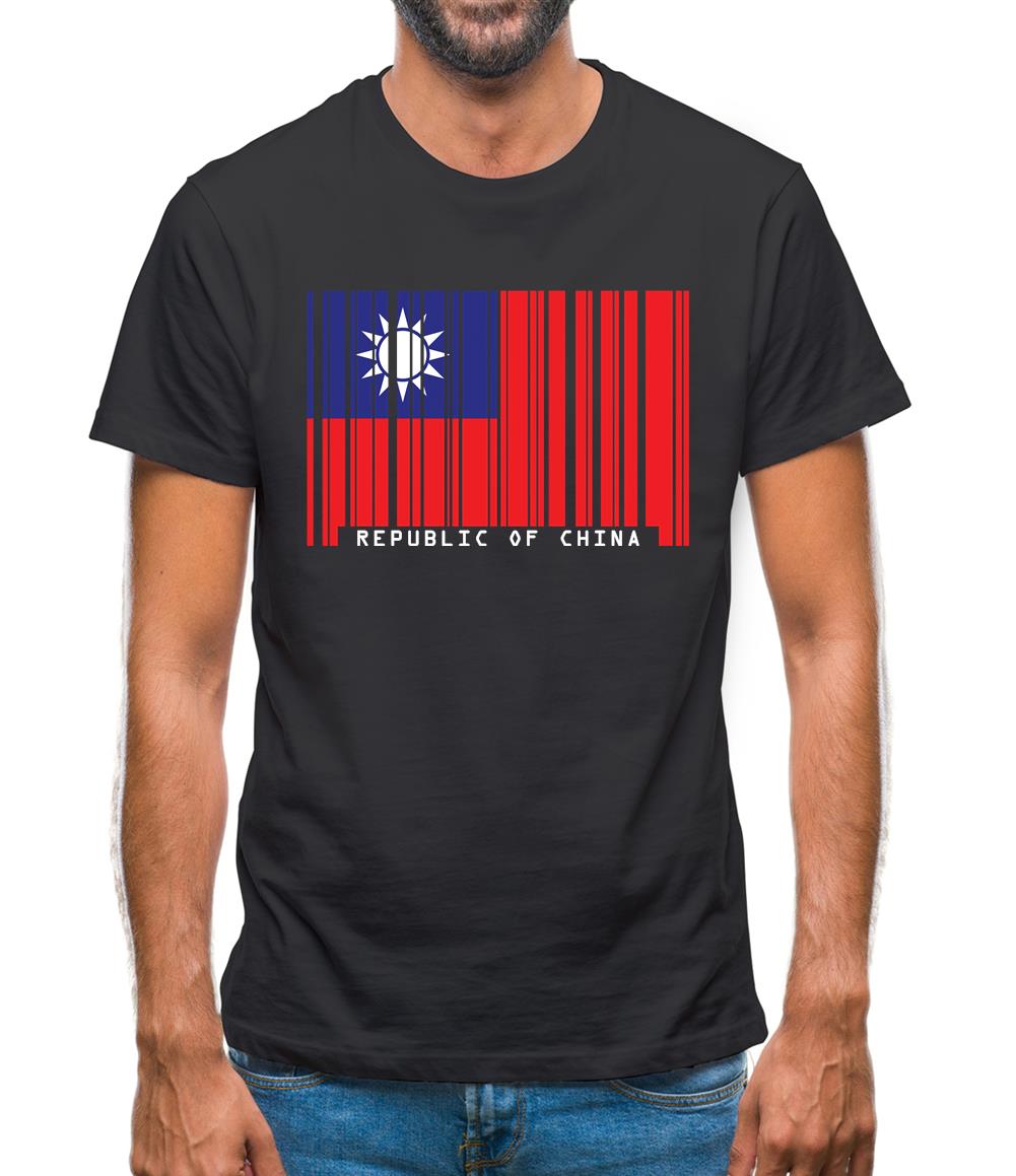 Republic Of China Barcode Style Flag Mens T-Shirt