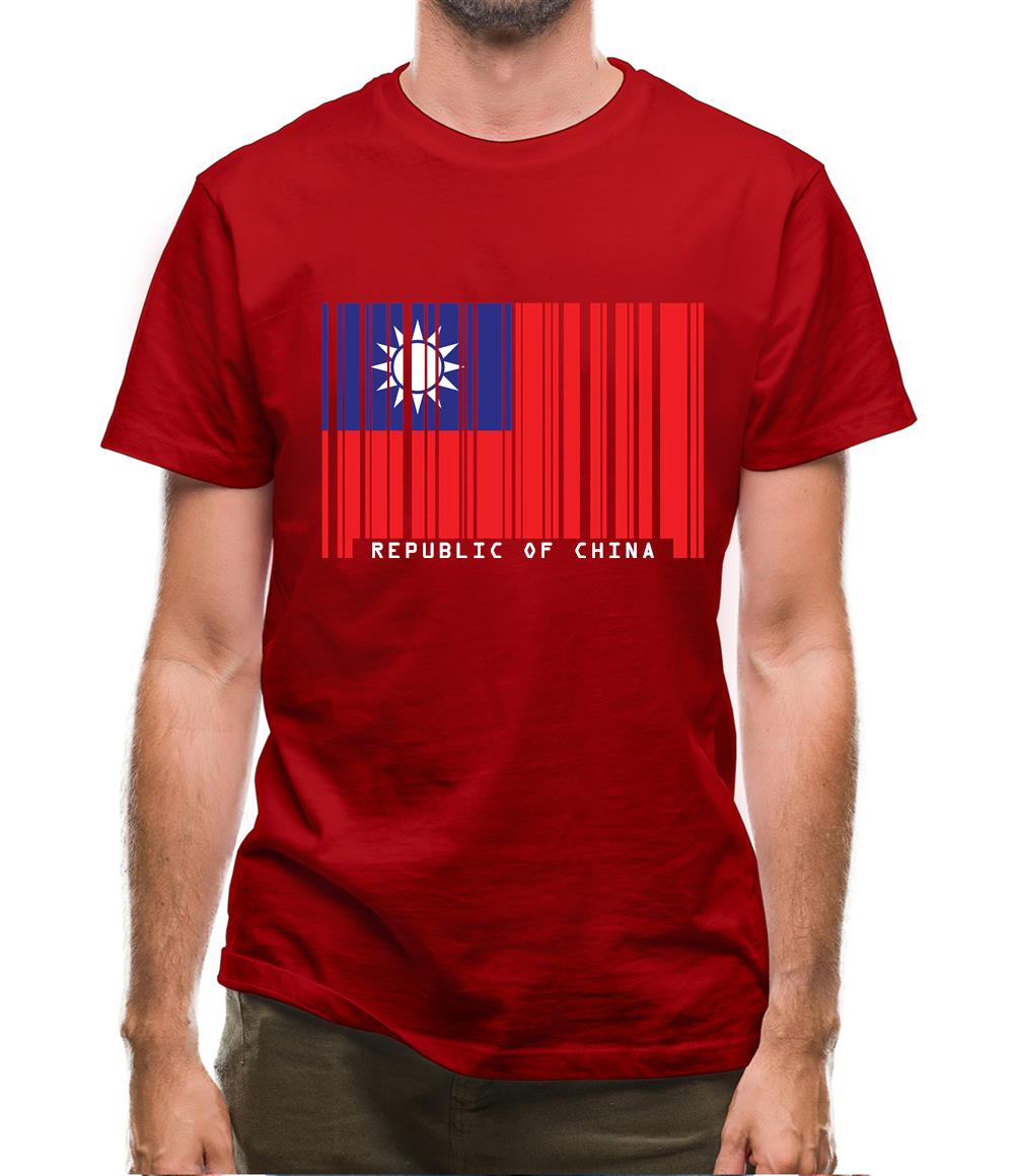 Republic Of China Barcode Style Flag Mens T-Shirt