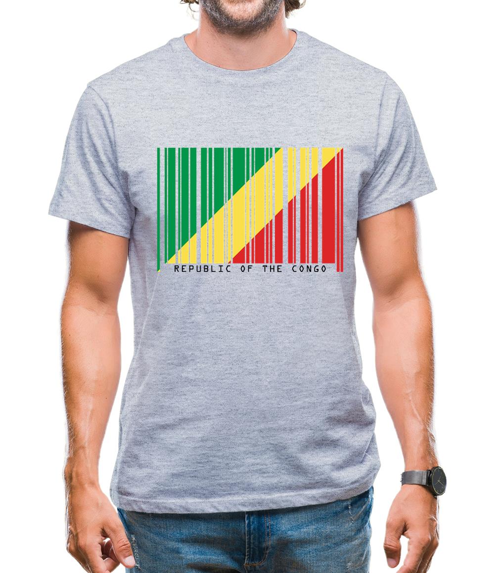 Republic Of The Congo Barcode Style Flag Mens T-Shirt