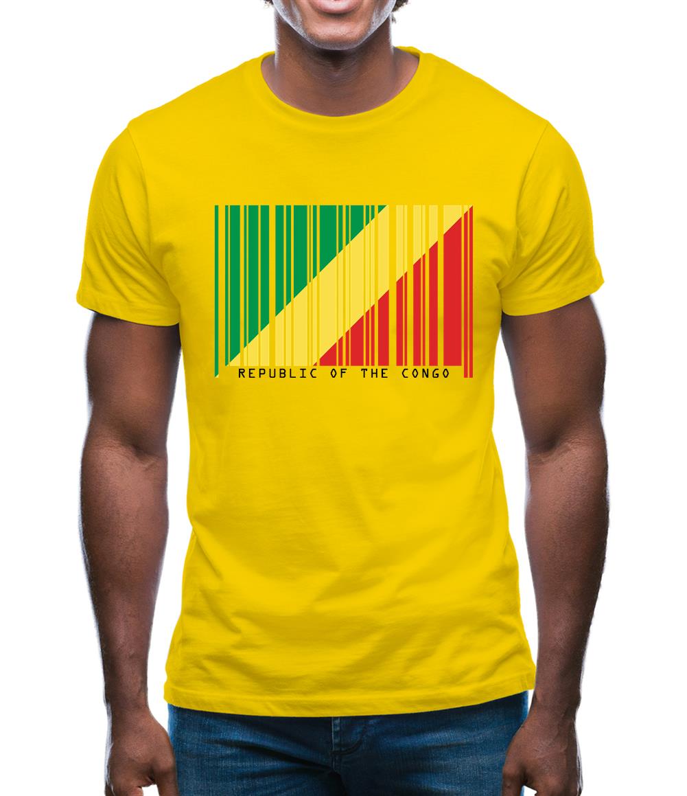 Republic Of The Congo Barcode Style Flag Mens T-Shirt
