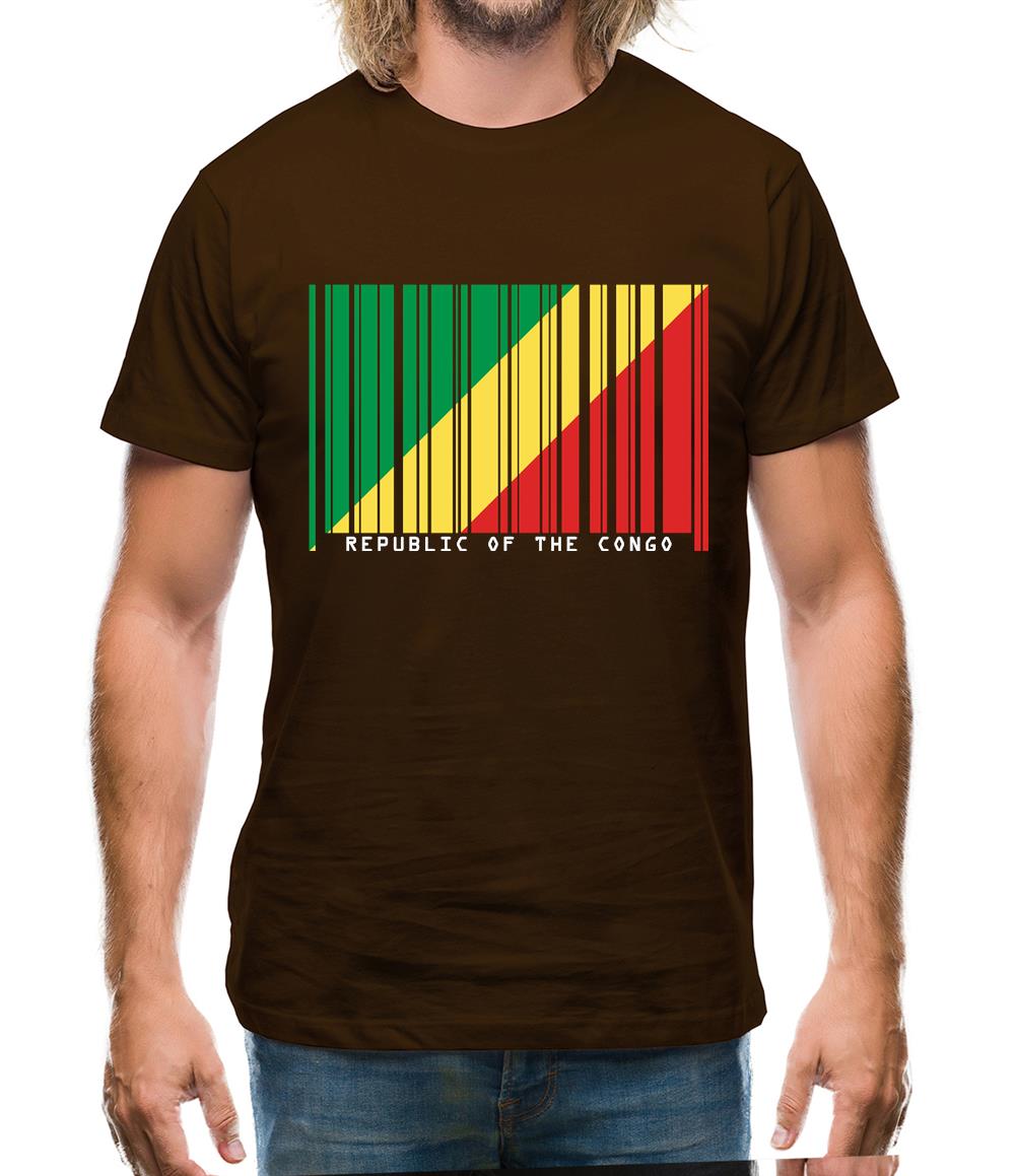 Republic Of The Congo Barcode Style Flag Mens T-Shirt