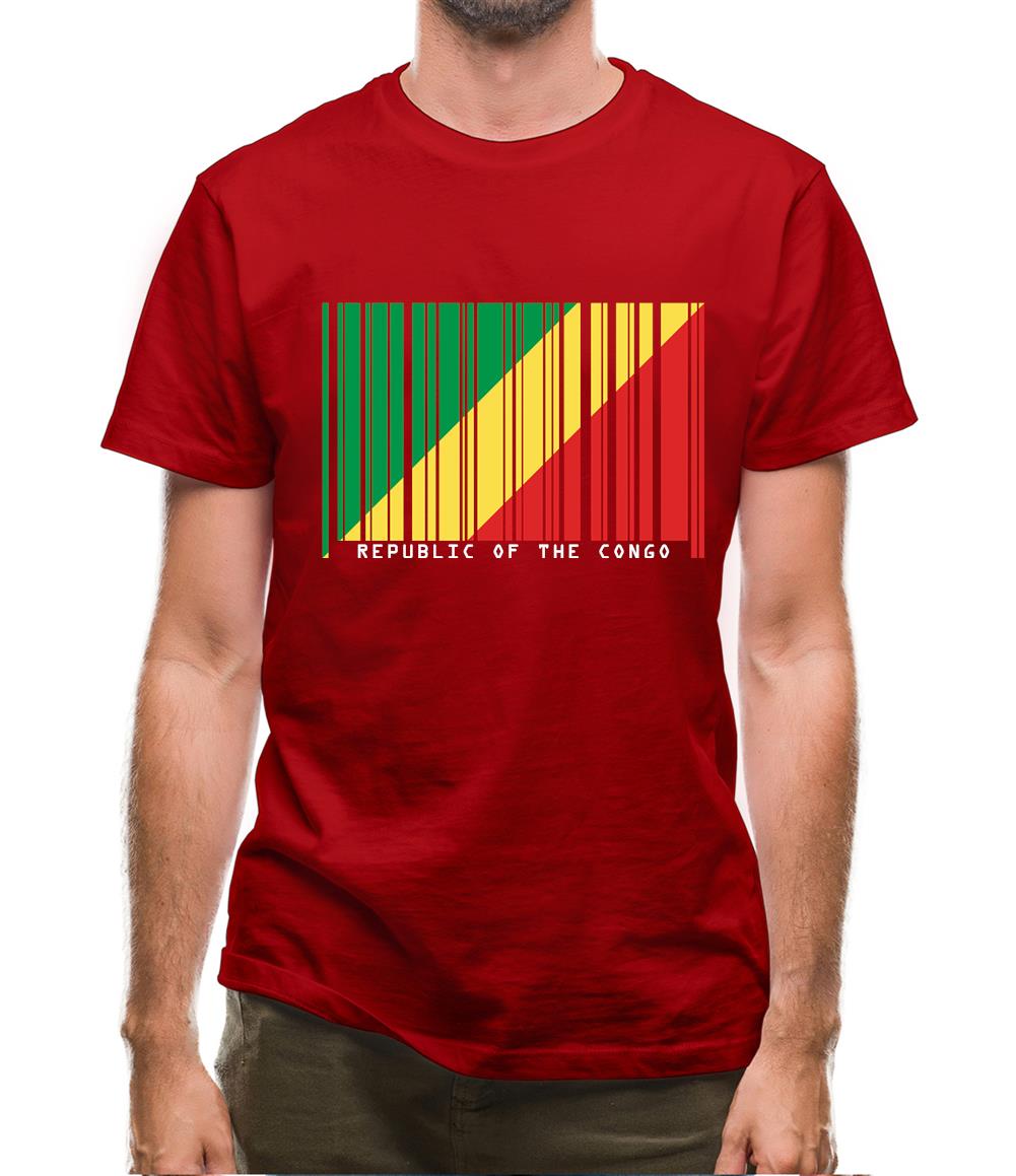 Republic Of The Congo Barcode Style Flag Mens T-Shirt