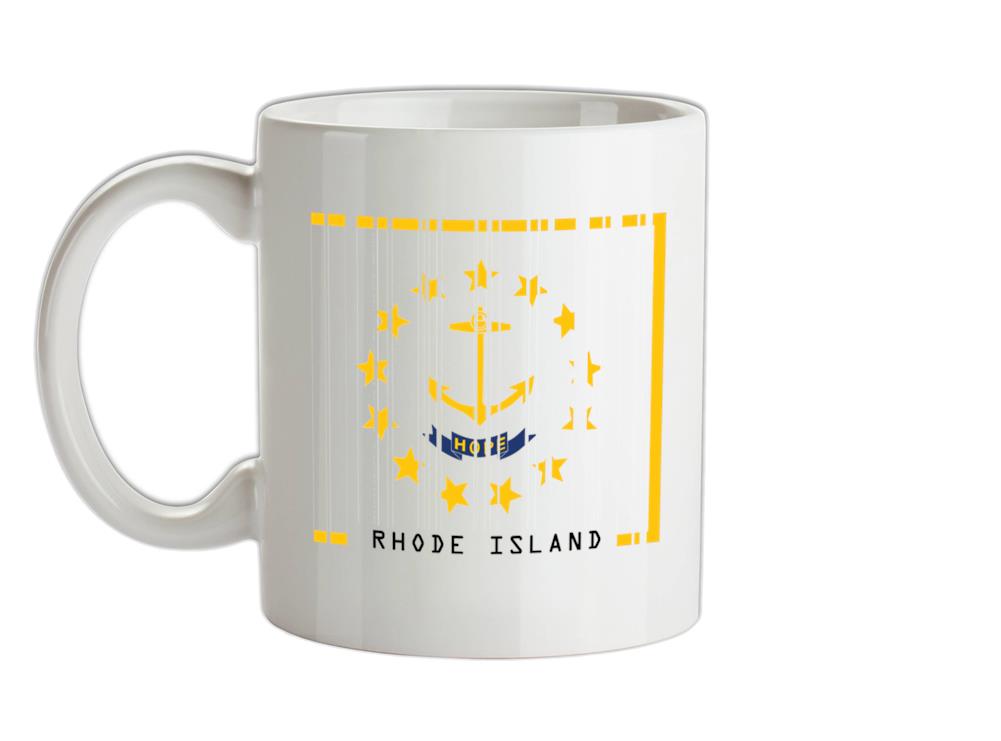 Rhode Island Barcode Style Flag Ceramic Mug