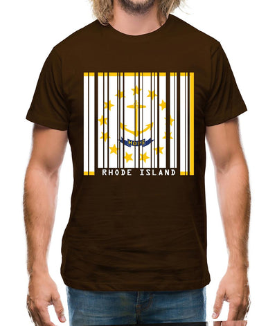 Rhode Island  Barcode Style Flag Mens T-Shirt