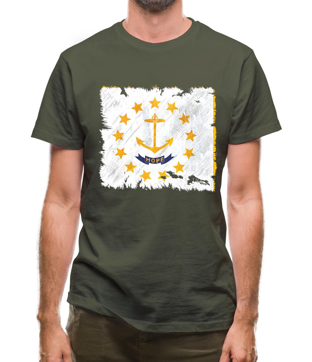 Rhode Island Grunge Style Flag Mens T-Shirt