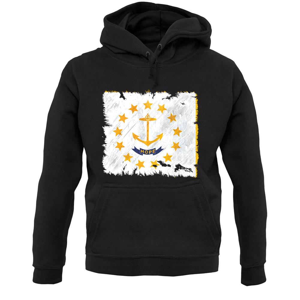 Rhode Island Grunge Style Flag Unisex Hoodie