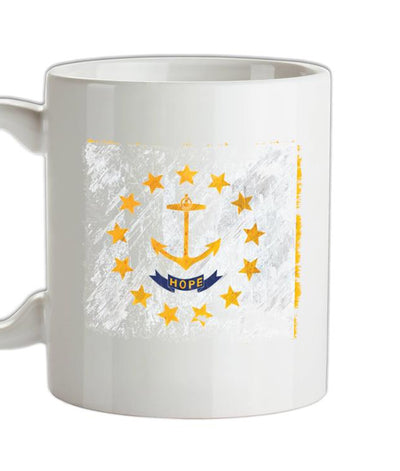 Rhode Island Grunge Style Flag Ceramic Mug