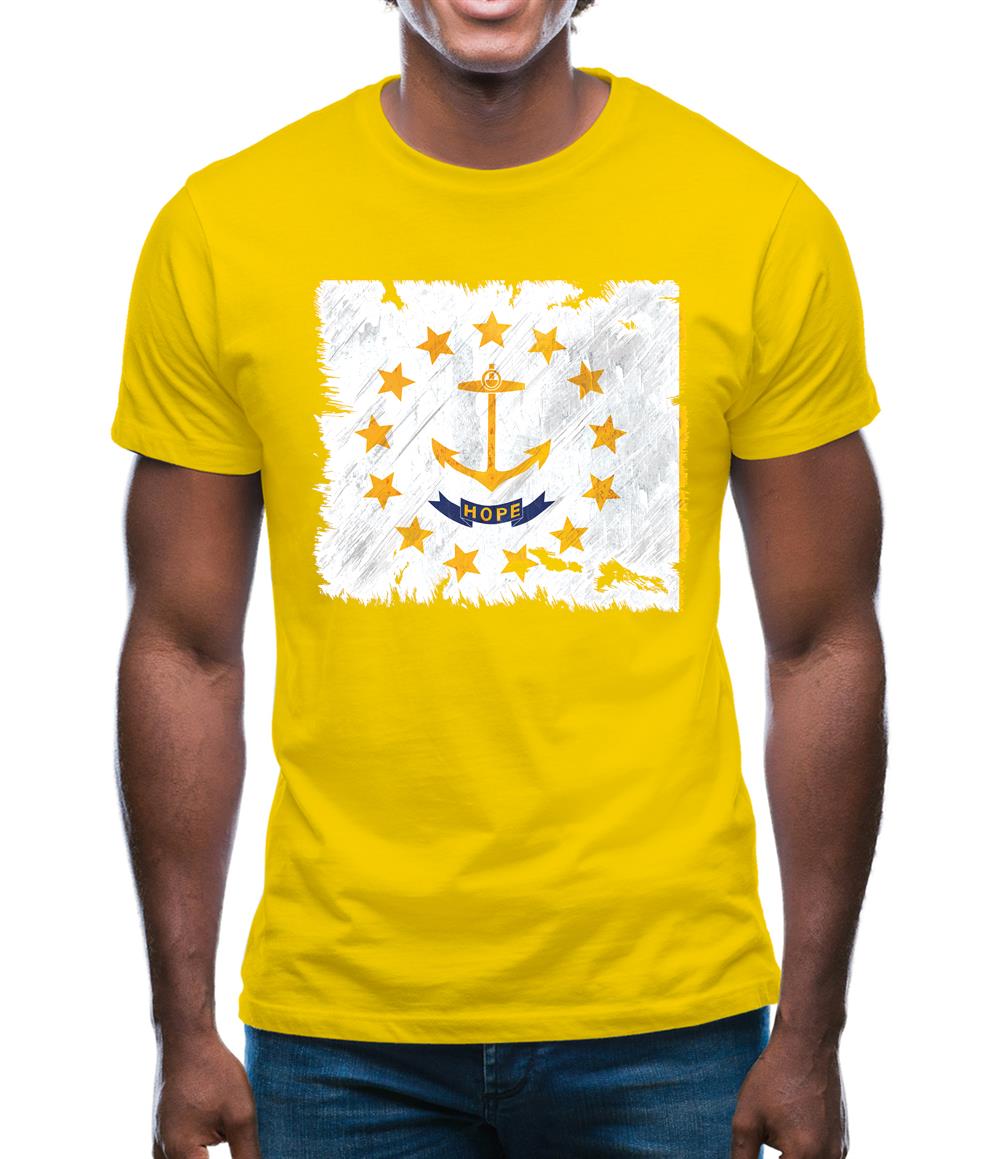 Rhode Island Grunge Style Flag Mens T-Shirt