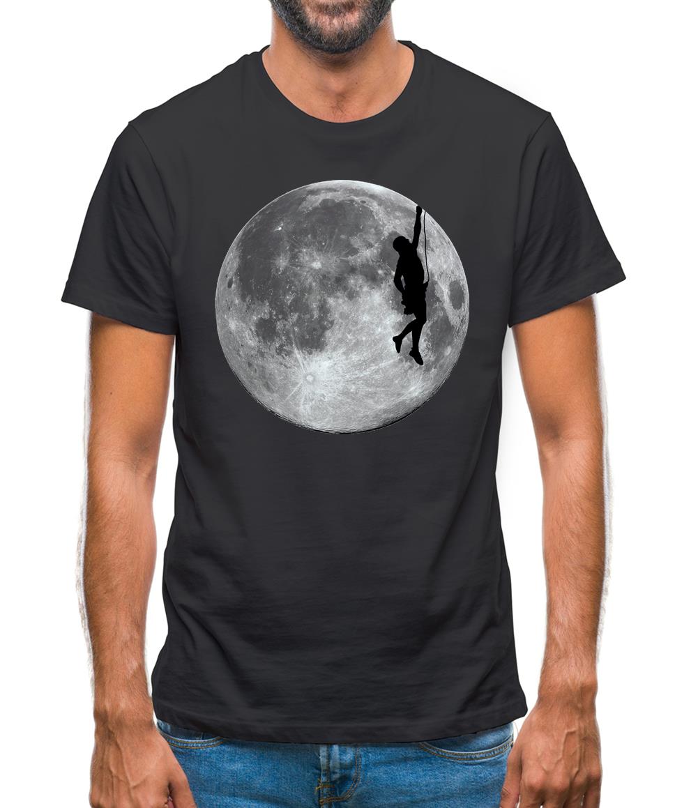 Rock Climbing Moon Mens T-Shirt