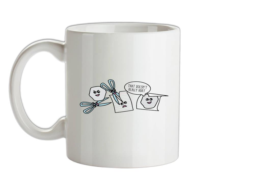 Rock Paper Scissors That Doesn't Hurt Ceramic Mug