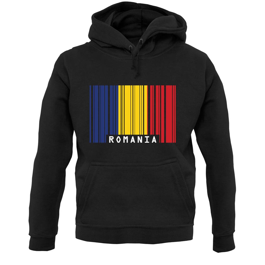 Romania Barcode Style Flag Unisex Hoodie