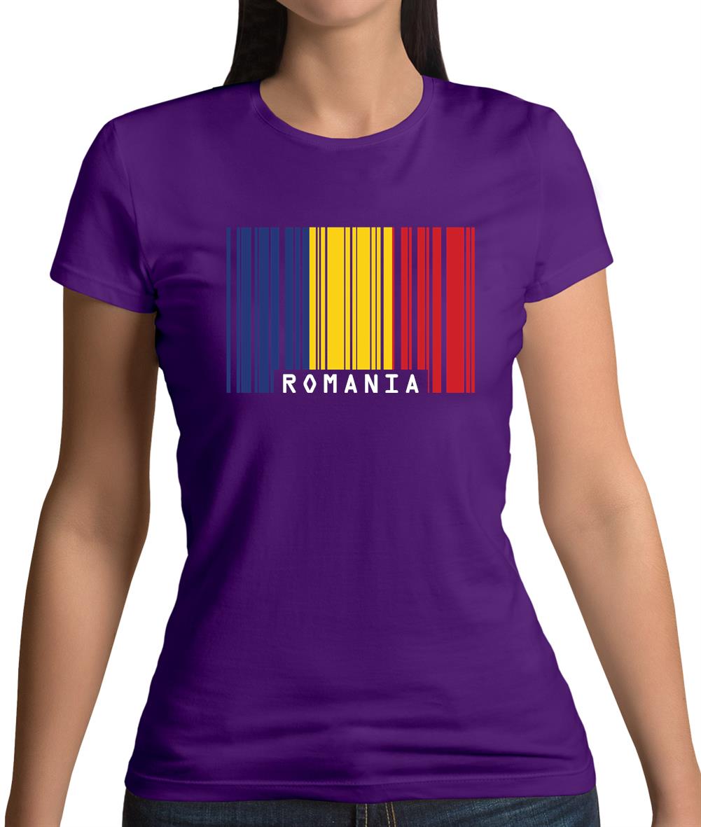 Romania Barcode Style Flag Womens T-Shirt