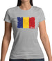 Romania Grunge Style Flag Womens T-Shirt