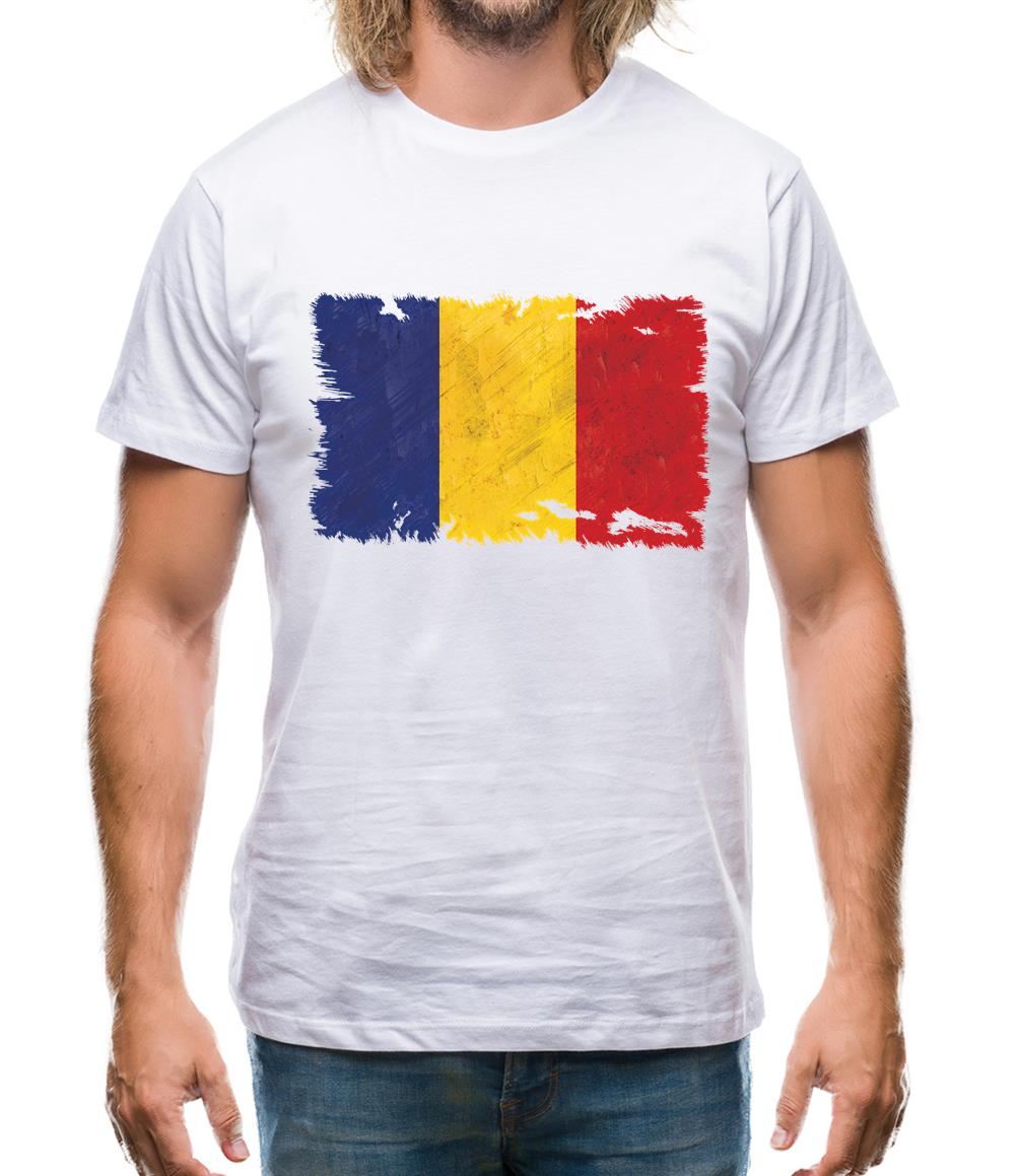 Romania Grunge Style Flag Mens T-Shirt