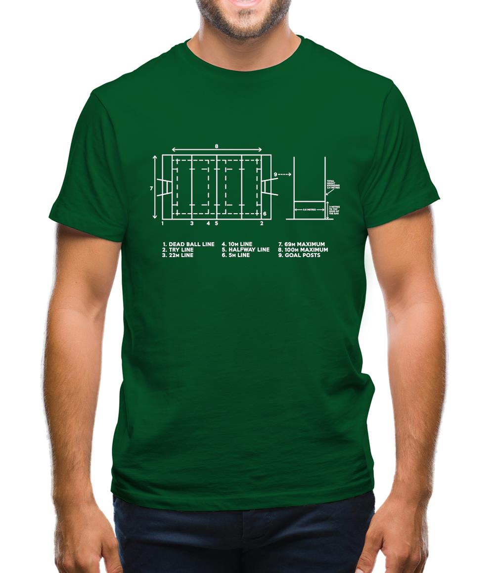 Rugby Pitch Diagram Mens T-Shirt