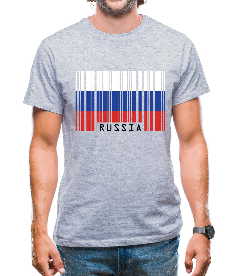 Russia Barcode Style Flag Mens T-Shirt