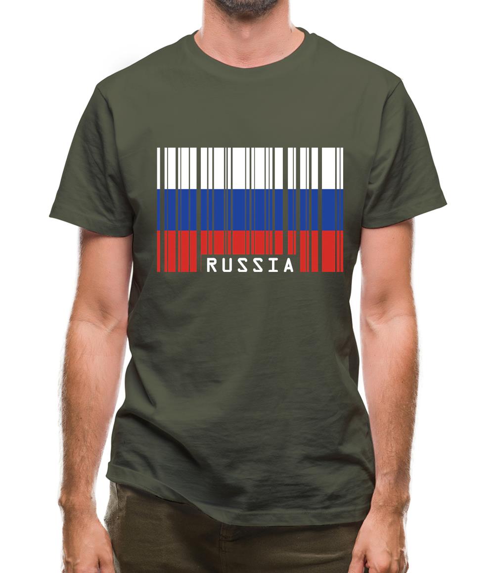 Russia Barcode Style Flag Mens T-Shirt