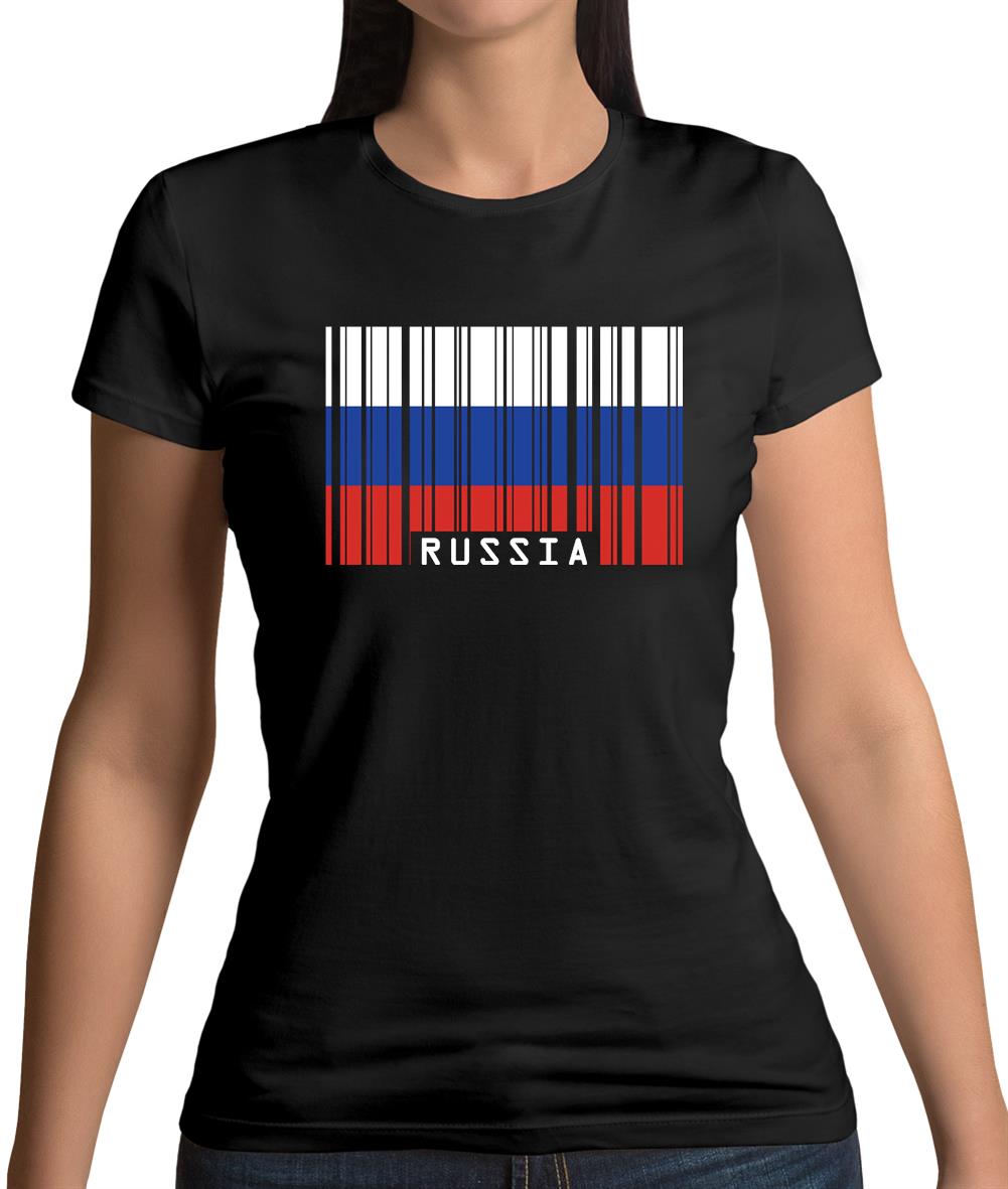 Russia Barcode Style Flag Womens T-Shirt