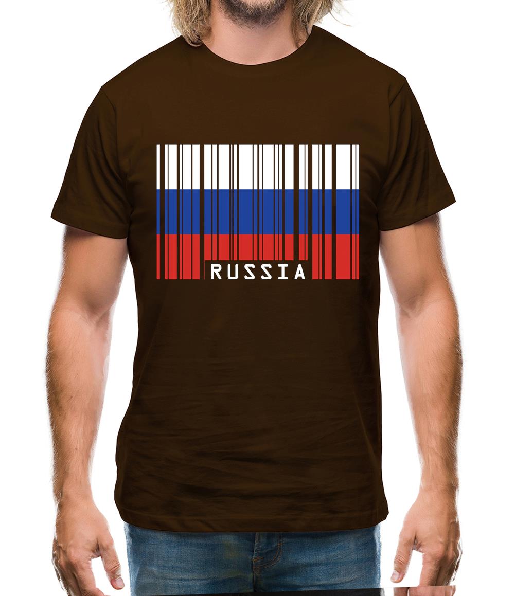 Russia Barcode Style Flag Mens T-Shirt
