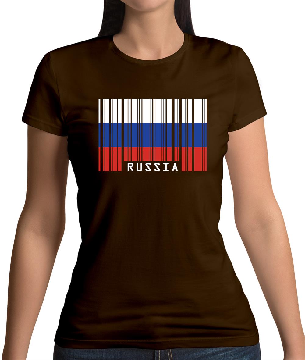 Russia Barcode Style Flag Womens T-Shirt