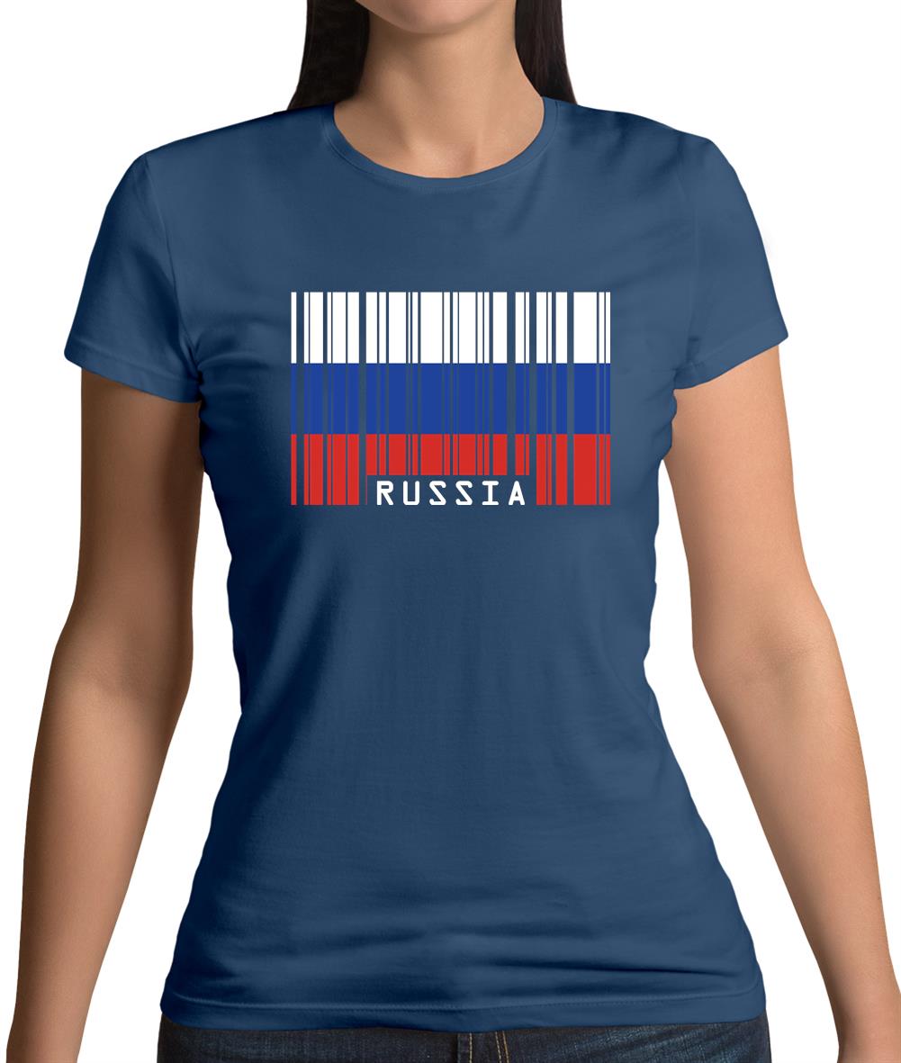 Russia Barcode Style Flag Womens T-Shirt