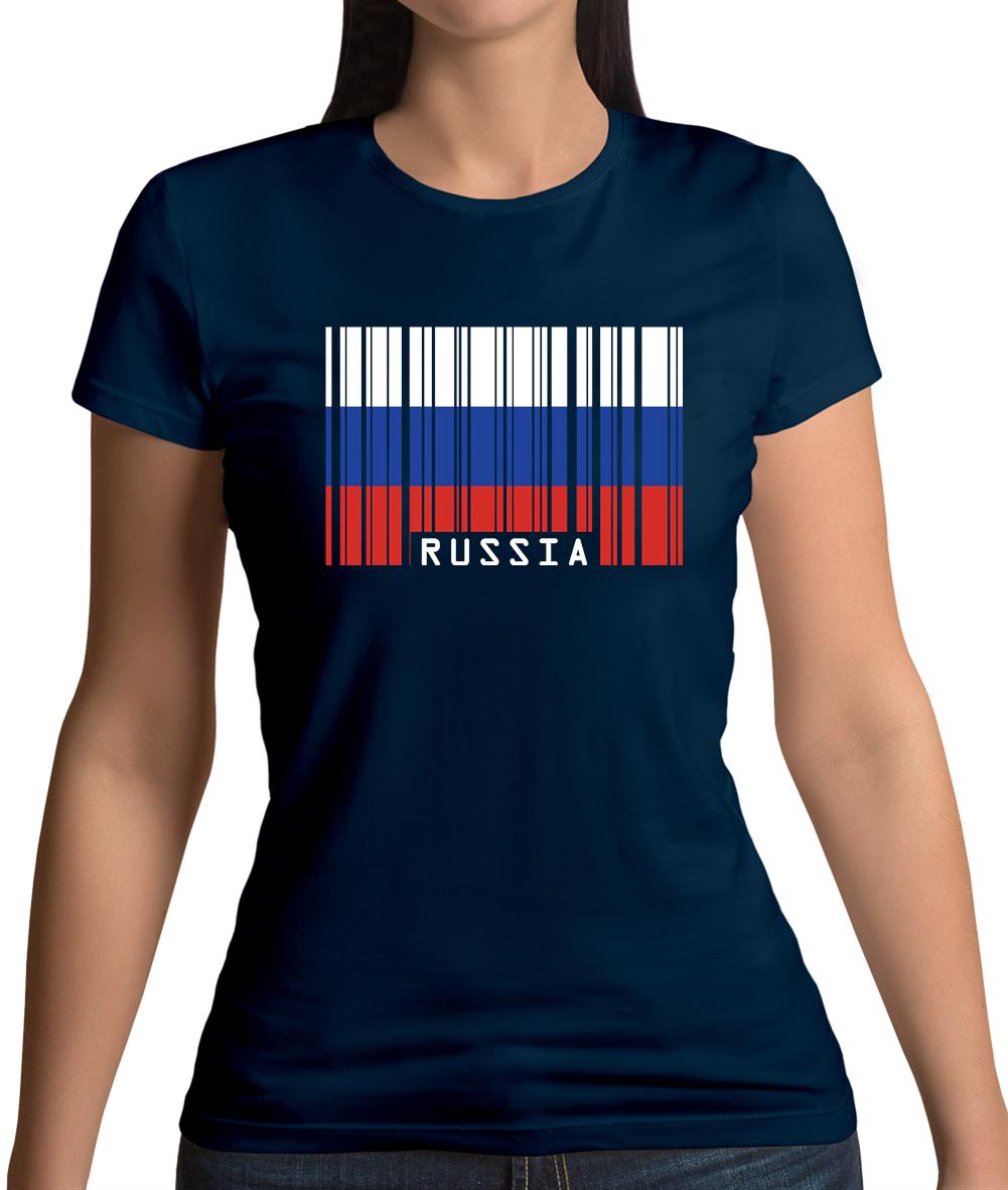 Russia Barcode Style Flag Womens T-Shirt