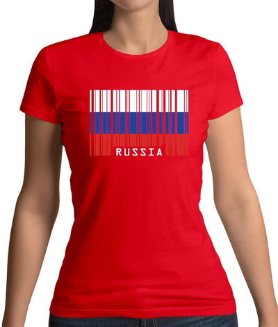 Russia Barcode Style Flag Womens T-Shirt