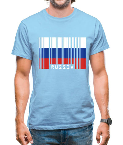 Russia Barcode Style Flag Mens T-Shirt