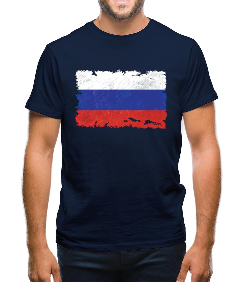 Russia Grunge Style Flag Mens T-Shirt