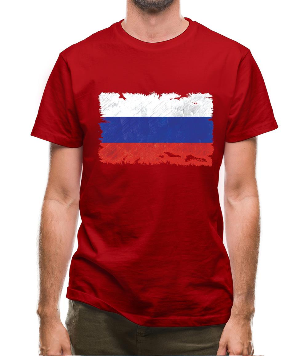 Russia Grunge Style Flag Mens T-Shirt