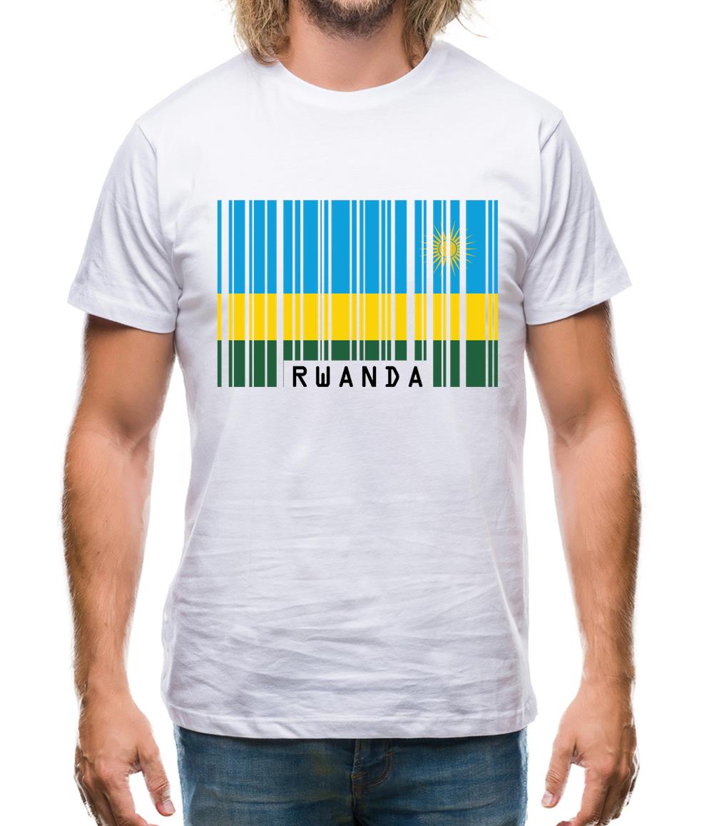 Rwanda Barcode Style Flag Mens T-Shirt