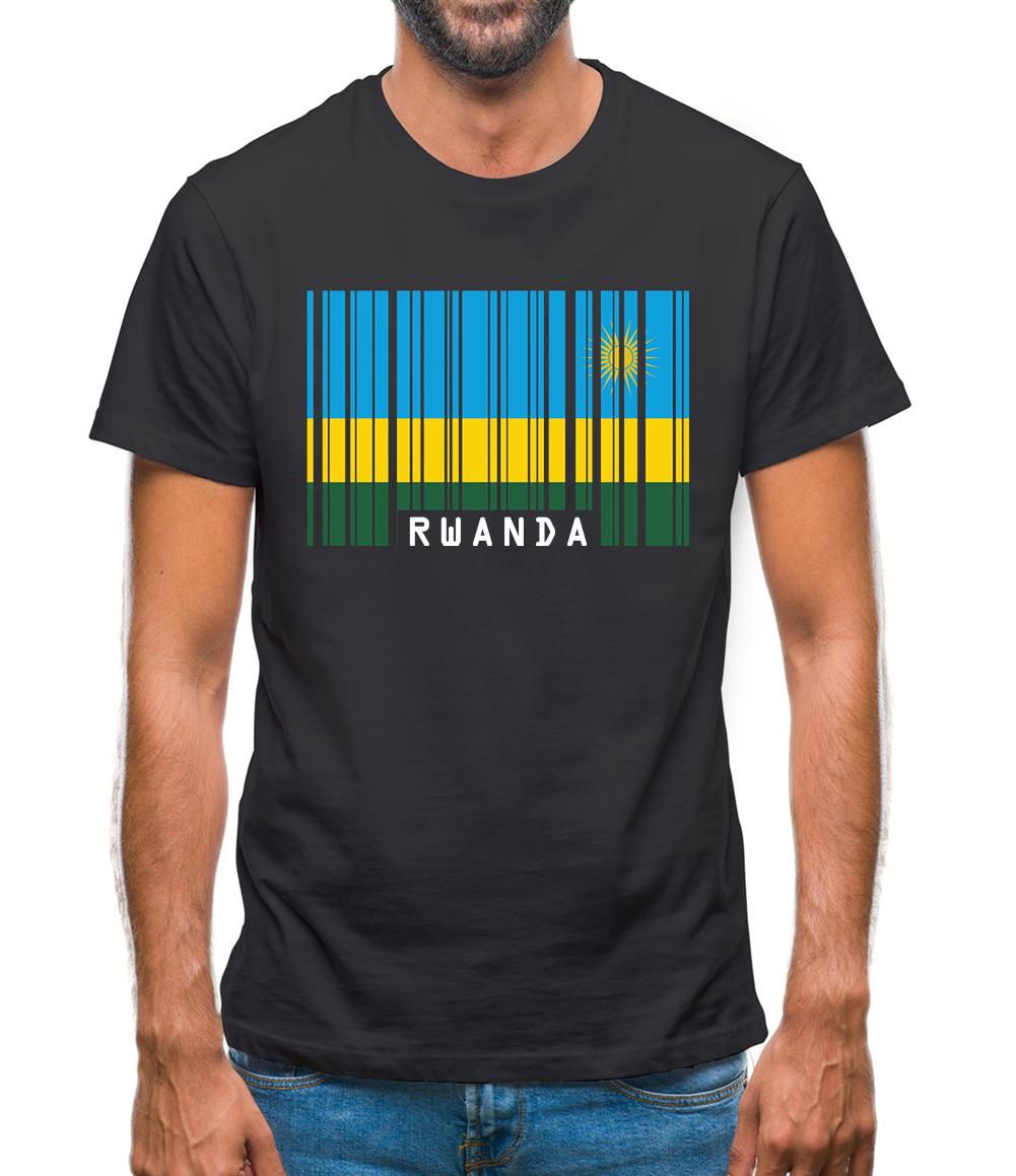 Rwanda Barcode Style Flag Mens T-Shirt