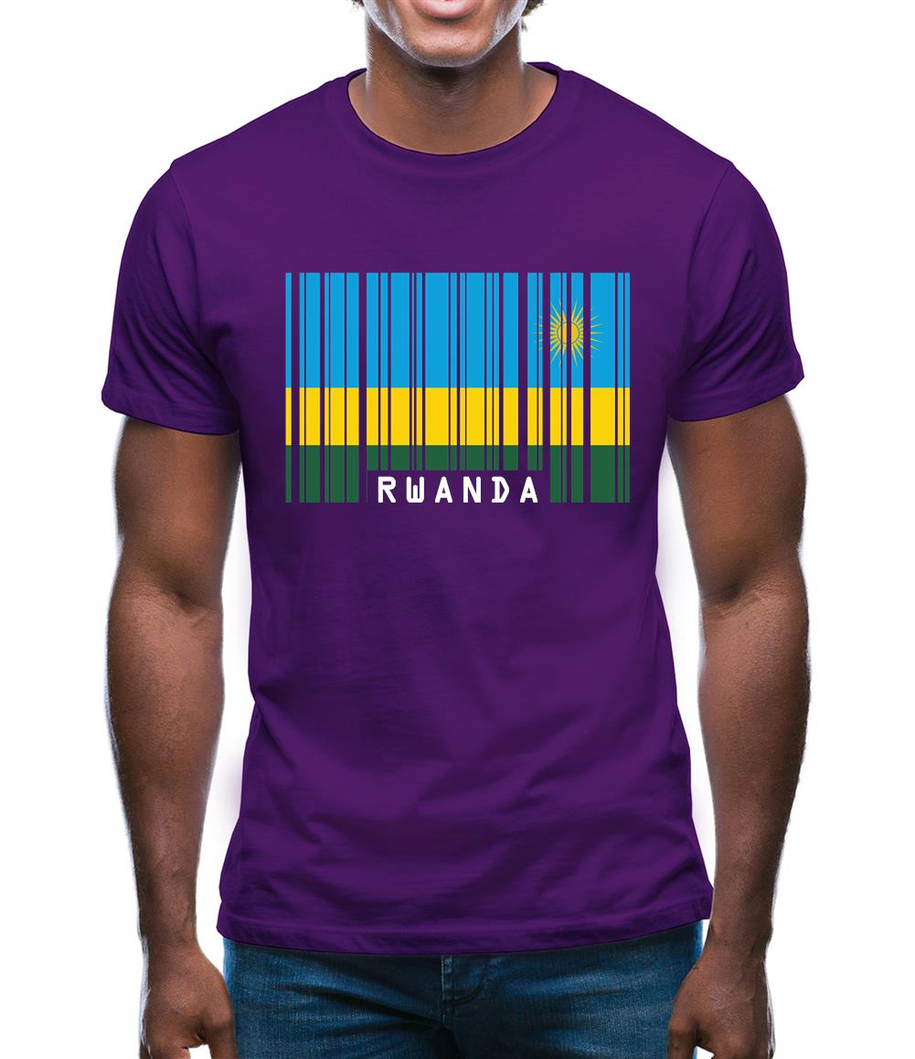 Rwanda Barcode Style Flag Mens T-Shirt
