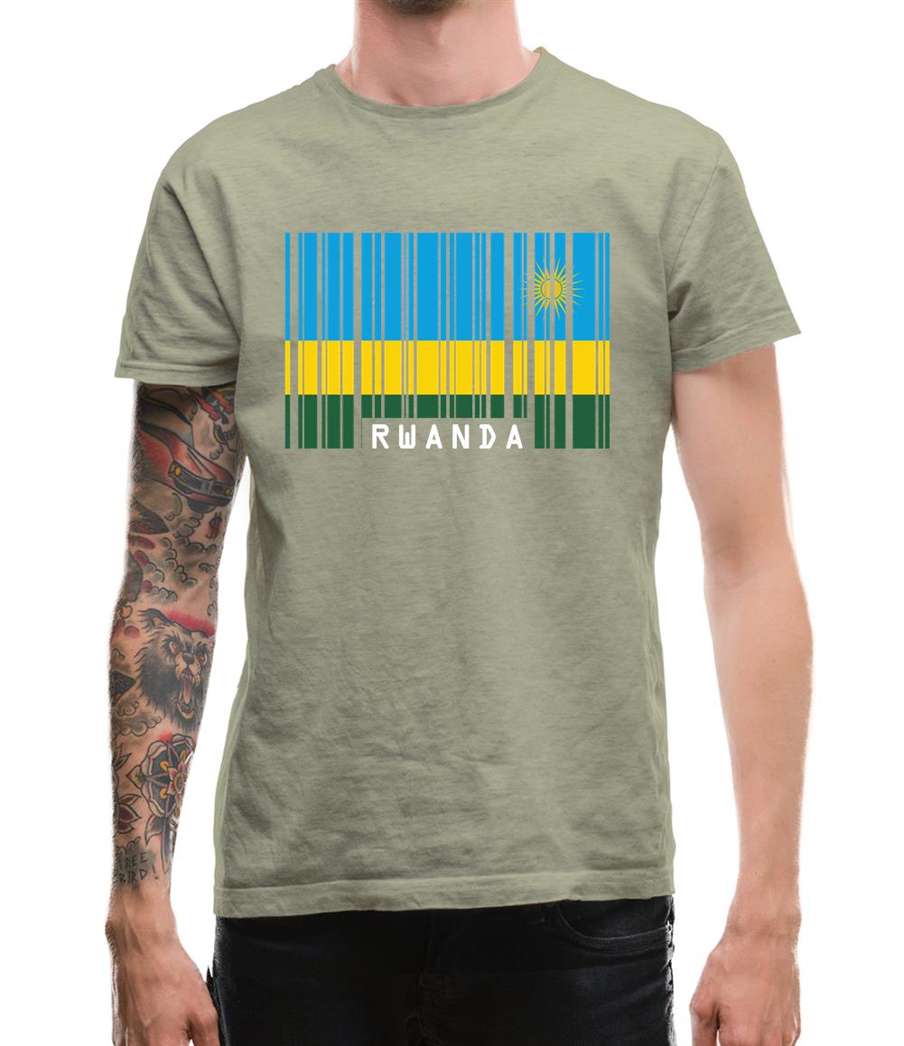 Rwanda Barcode Style Flag Mens T-Shirt
