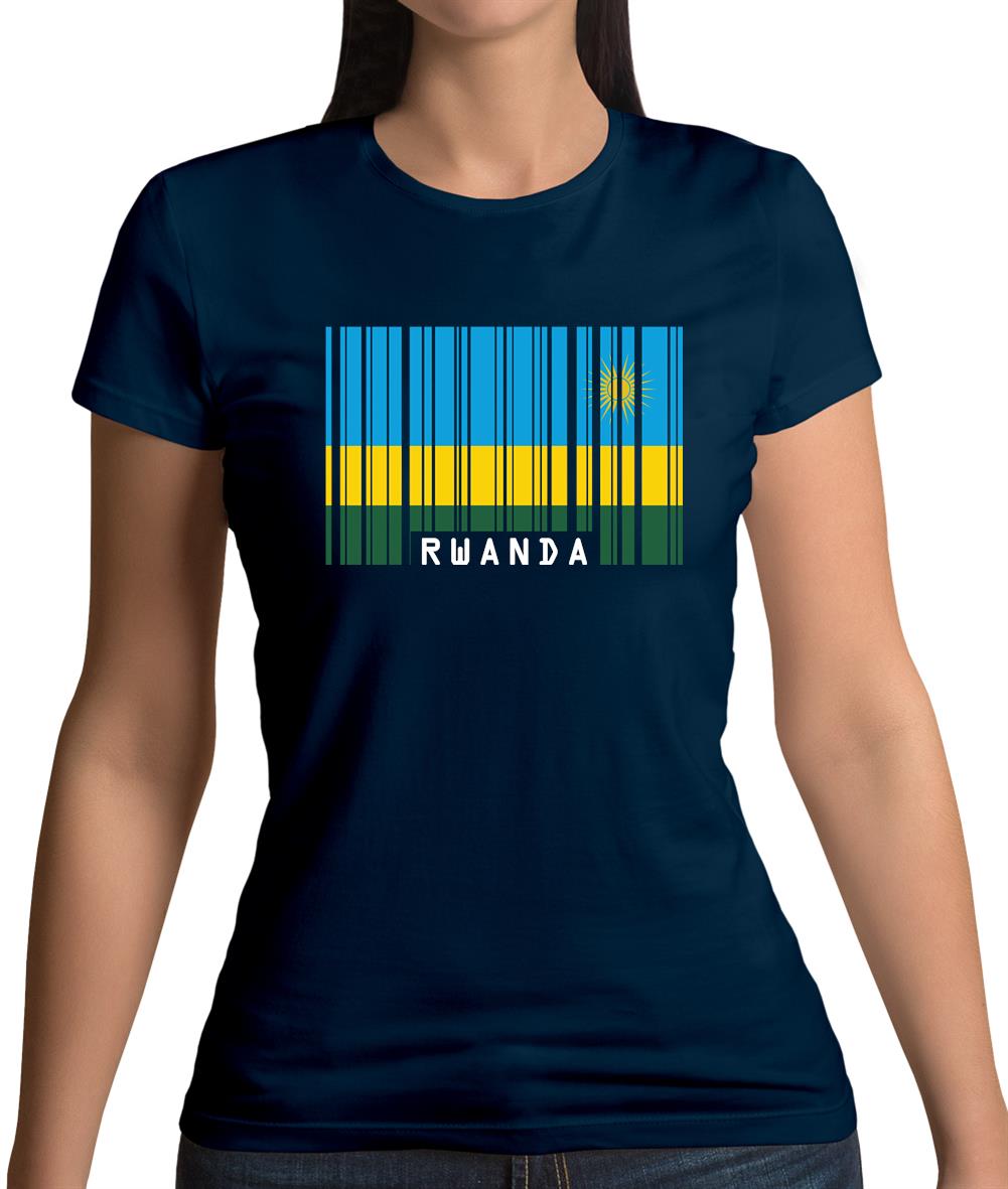 Rwanda Barcode Style Flag Womens T-Shirt