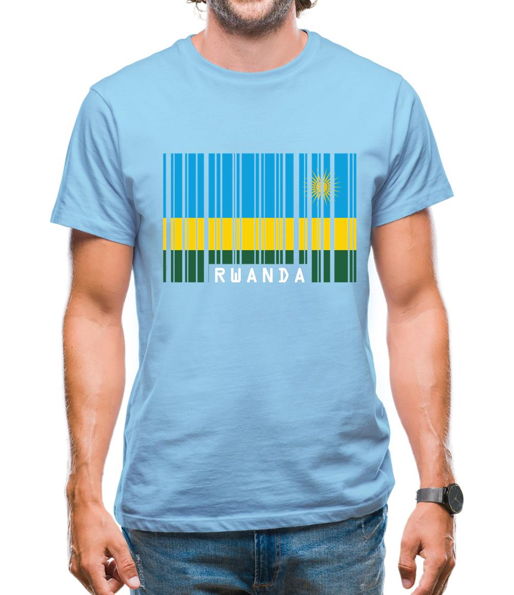Rwanda Barcode Style Flag Mens T-Shirt