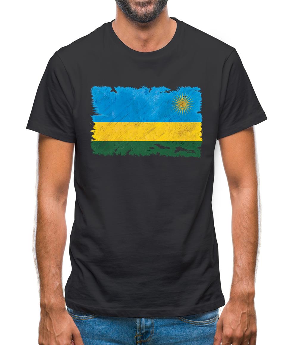 Rwanda Grunge Style Flag Mens T-Shirt