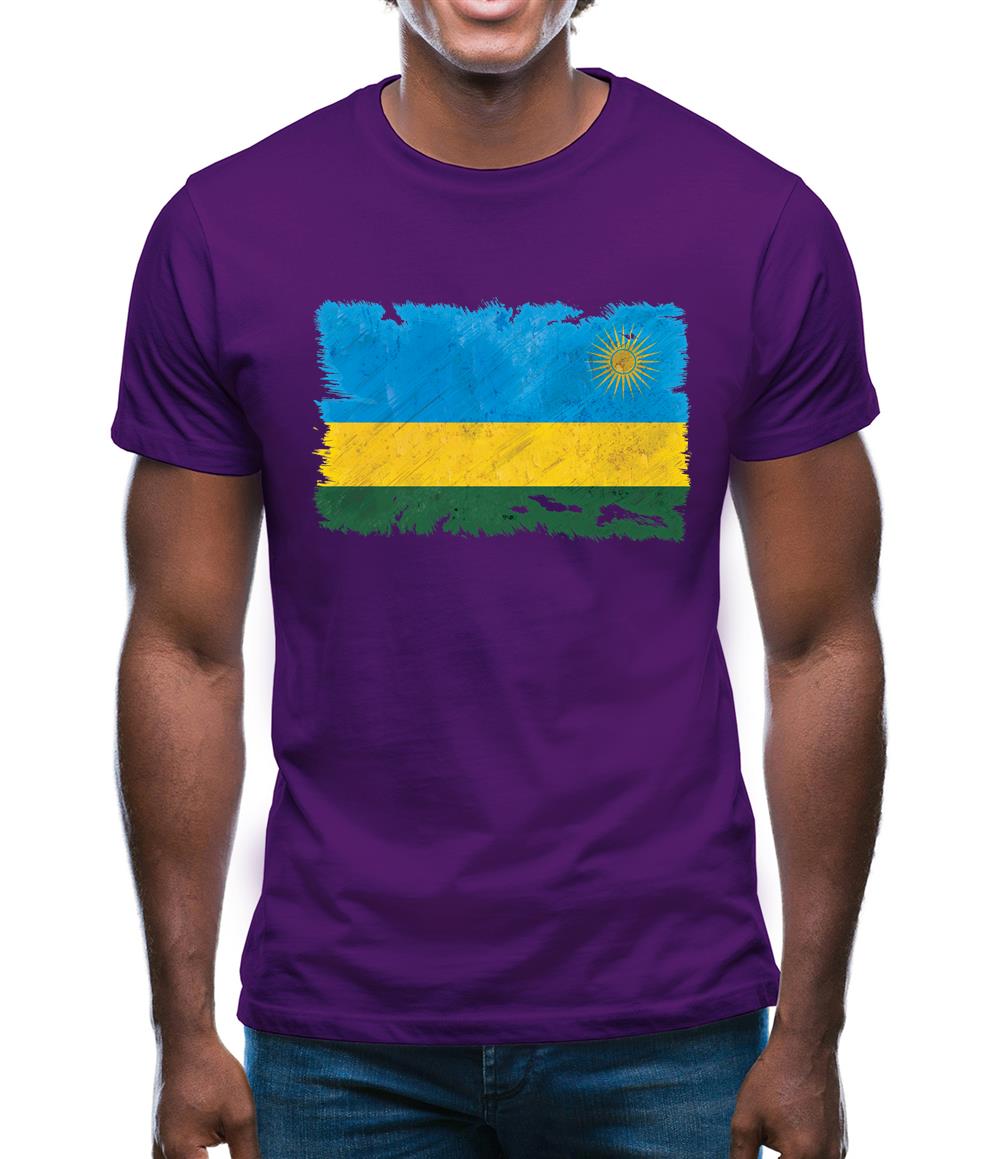 Rwanda Grunge Style Flag Mens T-Shirt