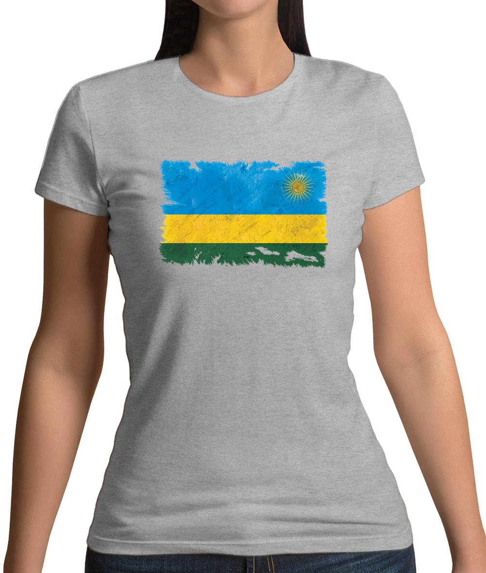 Rwanda Grunge Style Flag Womens T-Shirt