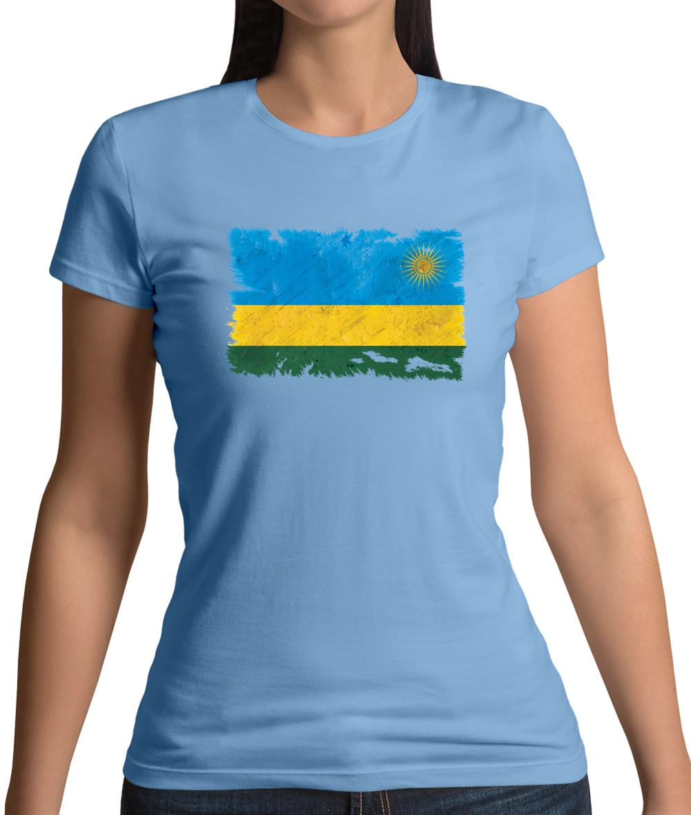 Rwanda Grunge Style Flag Womens T-Shirt