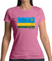 Rwanda Grunge Style Flag Womens T-Shirt