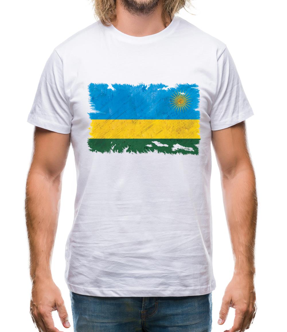Rwanda Grunge Style Flag Mens T-Shirt