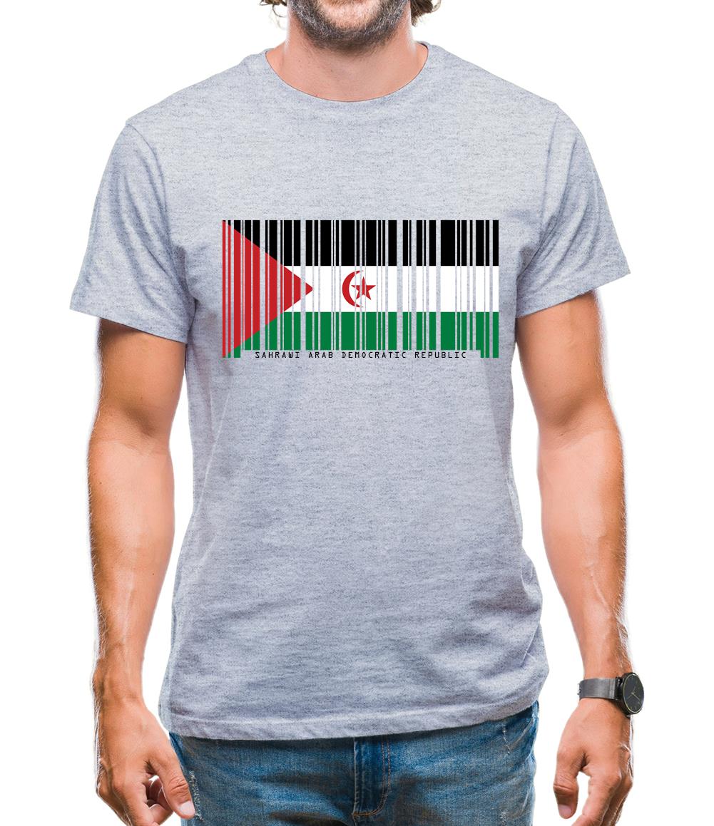 Sahrawi Arab Democratic Republic Barcode Style Flag Mens T-Shirt