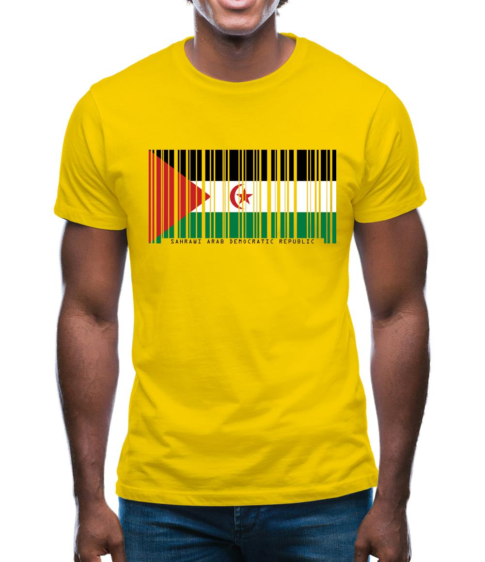 Sahrawi Arab Democratic Republic Barcode Style Flag Mens T-Shirt